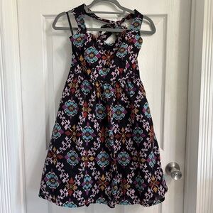 Edme & Esyllte Anthropologie Black Floral Sundress with Blue and Pink Accents 4